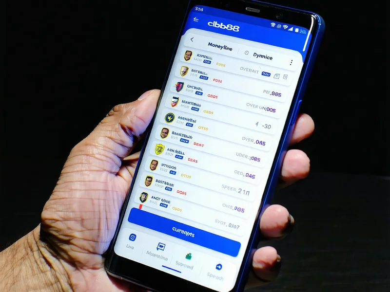 Điện thoại Android hiển thị giao diện cá cược thể thao của ứng dụng clb88, với các trận đấu và tỷ lệ cược