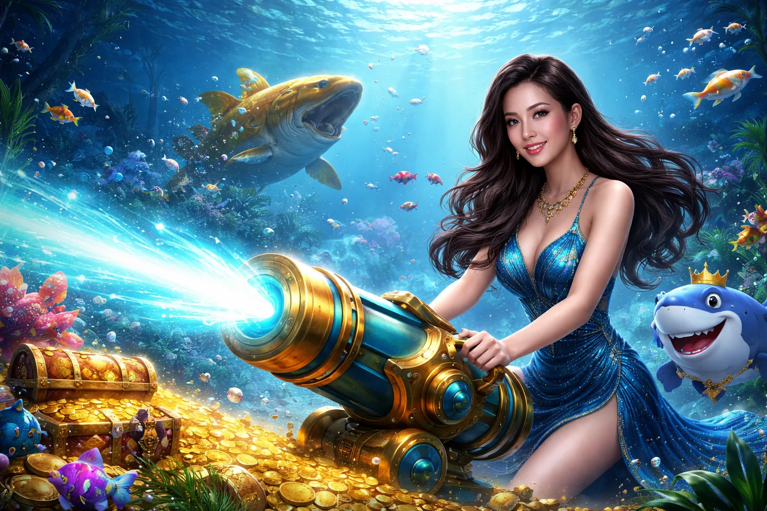 Hình ảnh chính trò chơi Bắn cá clb88 với các loại cá và súng