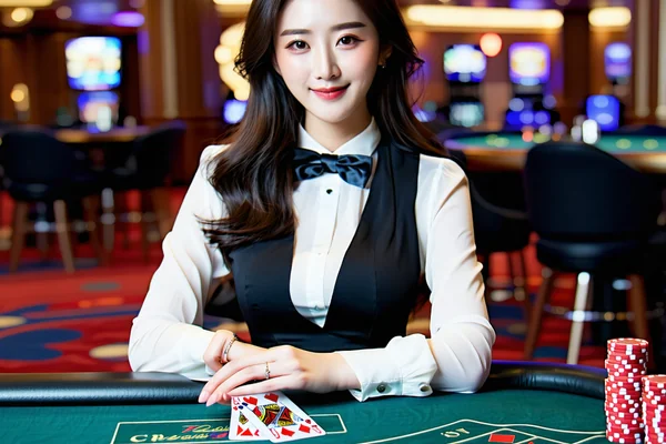 Người chia bài trực tiếp tại sòng bạc clb88 với bàn chơi baccarat hoặc roulette